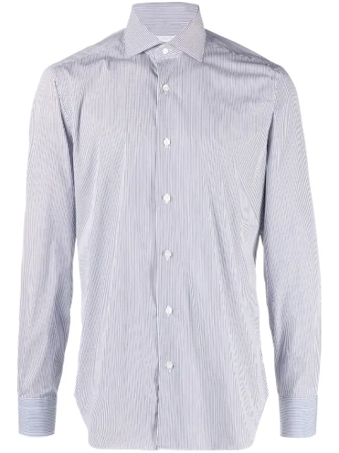 Barba stripe-print spread-collar shirt