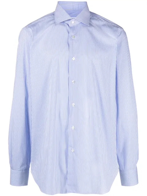 Barba stripe-print spread-collar shirt