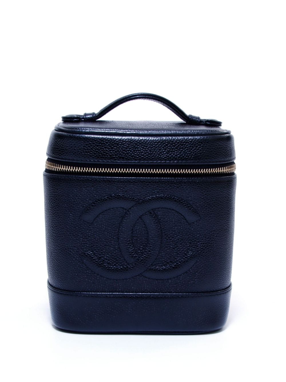 Pre-owned Chanel 2001/2002 Cc Stitch Vanity Handbag In Black