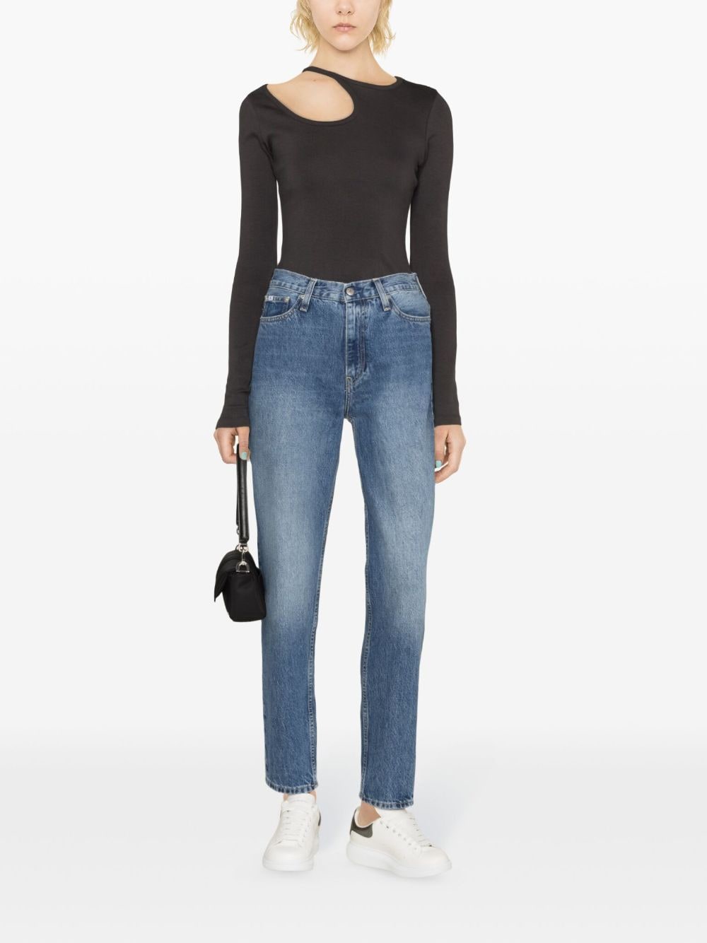Shop Calvin Klein Jeans Est.1978 High-rise Tapered-leg Jeans In Blue