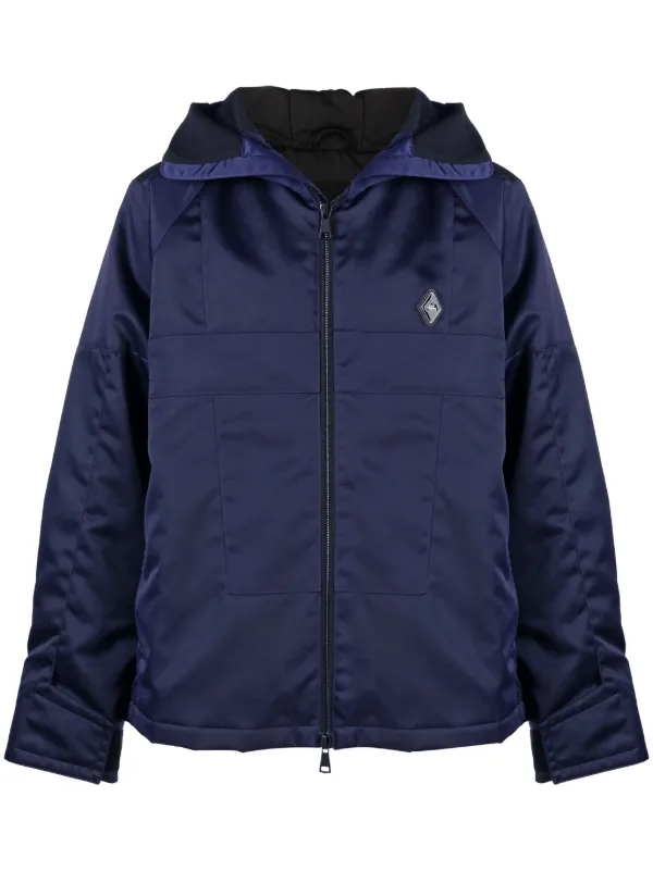 A-COLD-WALL* Overdye logo-plaque Panelled Hooded Jacket | Blue
