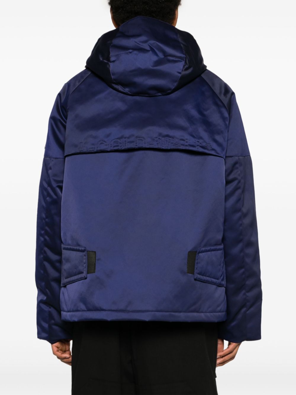 Shop A-cold-wall* Overdye Logo-plaque Panelled Hooded Jacket In Blue