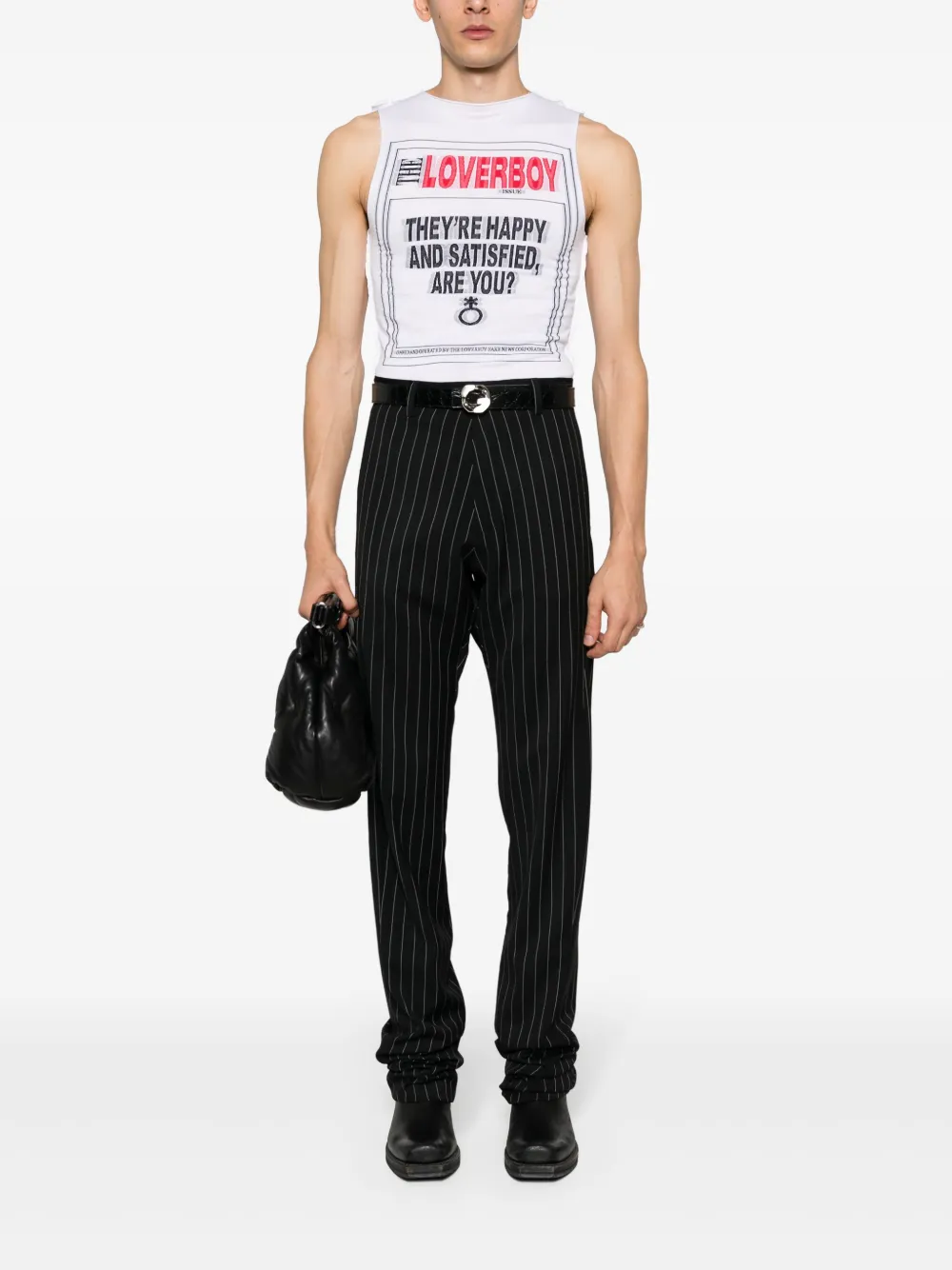 pinstriped straight-leg tailored trousers