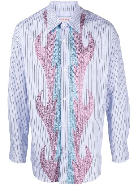 BLUEMARBLE camisa con motivo de rayas y detalles de strass