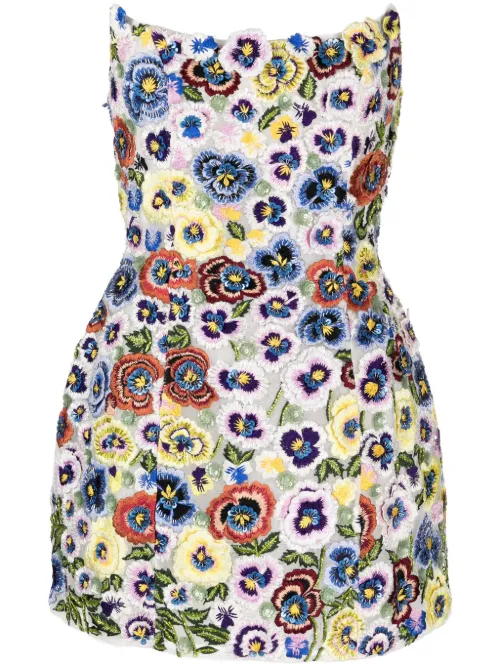 Robe courte Camden à appliqué floral - Rachel Gilbert - Modalova