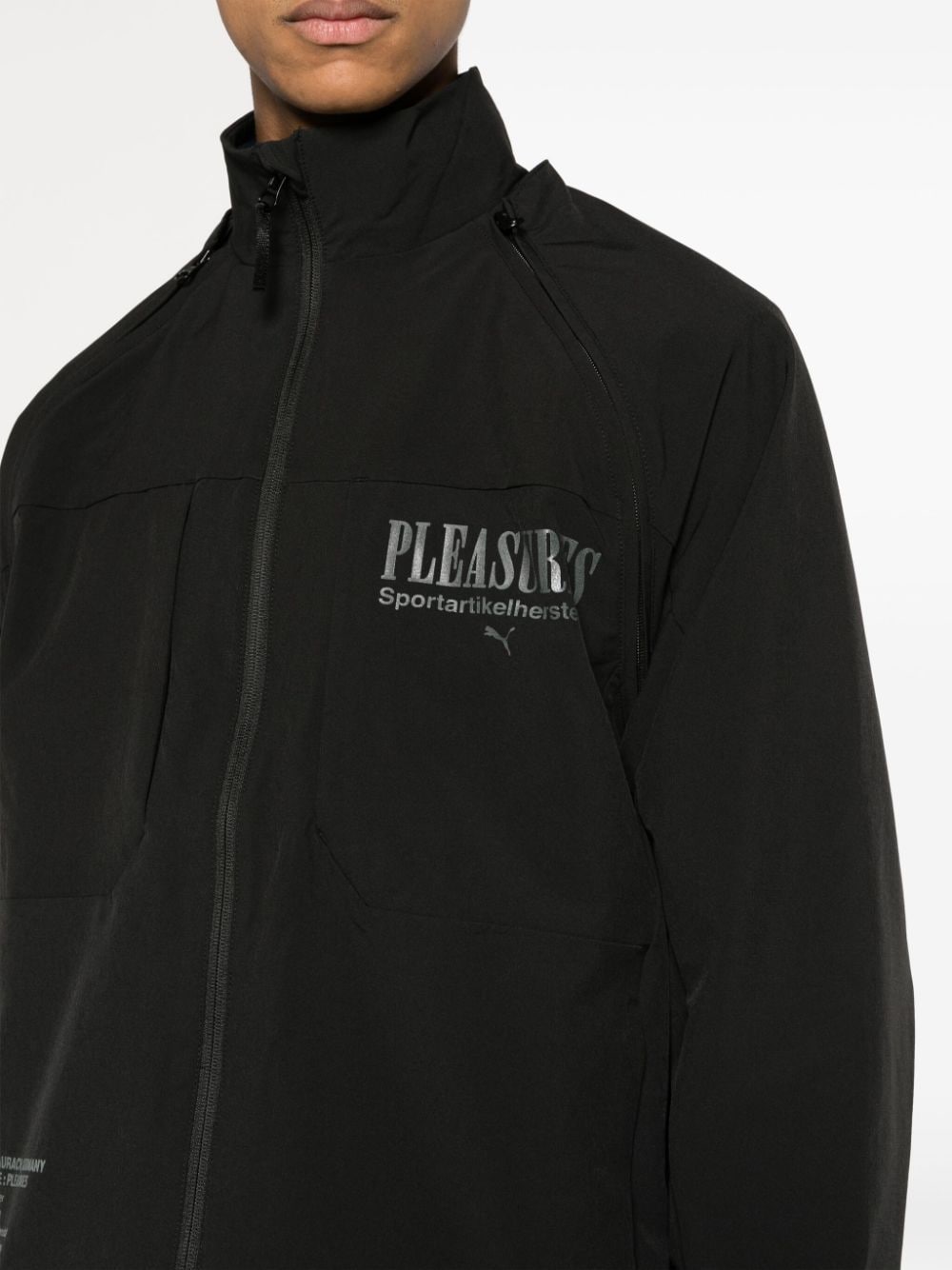 Shop Puma X Pleasures Logo-stamp Jacket In Black