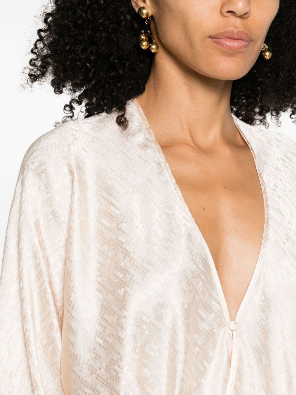 Shop Forte Forte Cropped Satin Blouse In Neutrals