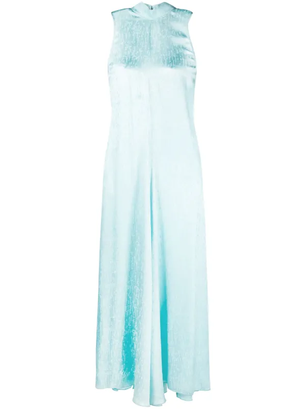 forte forte blue dress Forte_forte Jacquard Floral Halterneck Maxi Dress With Shawl
