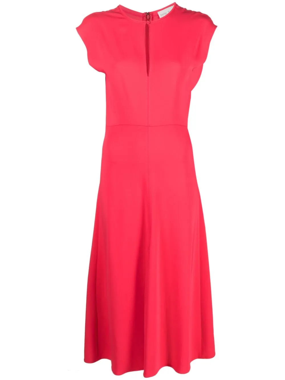 Shop Forte Forte Keyhole-neck Flared Midi Dress In Pink