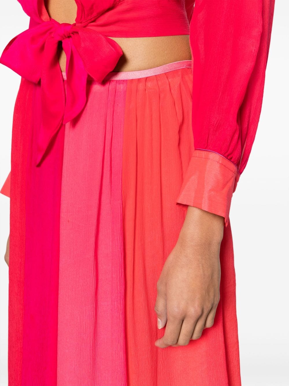 Shop Forte Forte Panelled-desing Georgette Flared Skirt In Pink