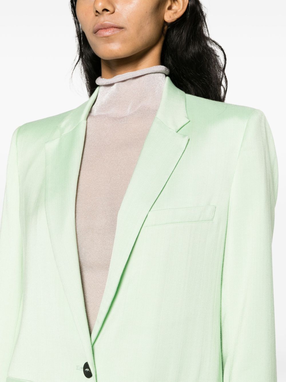 Shop Forte Forte Single-breasted Satin Blazer In Green