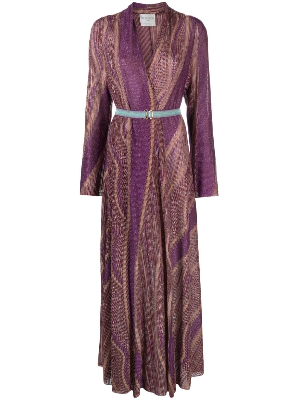 Forte Forte Metallic-thread Ribbed-knit Maxi Dress In Purple