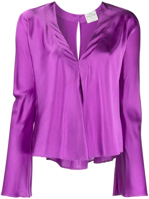 Forte Forte blusa con acabado satinado y cuello en V