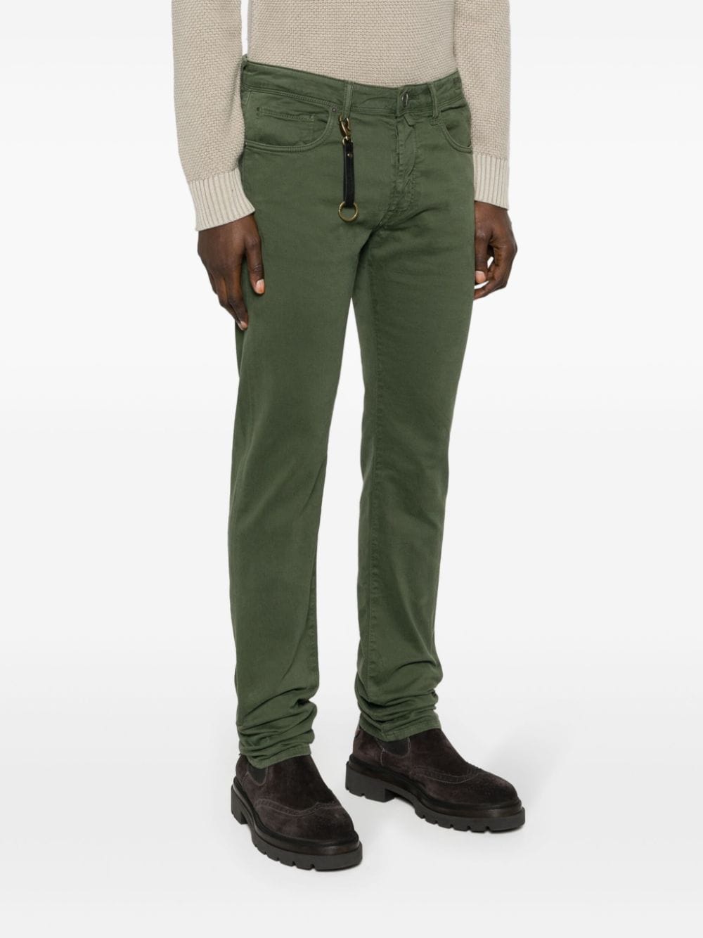 Shop Incotex Low-rise Slim-fit Trousers In Green