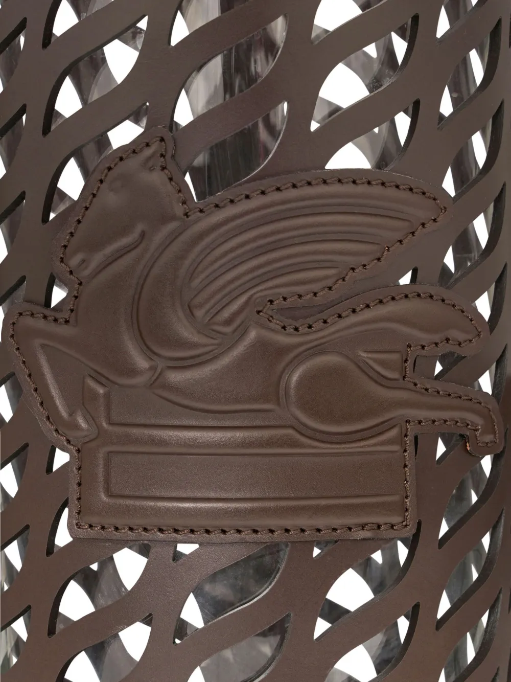 Shop Etro Home Pegaso-motif Leather Vase Holder In Brown