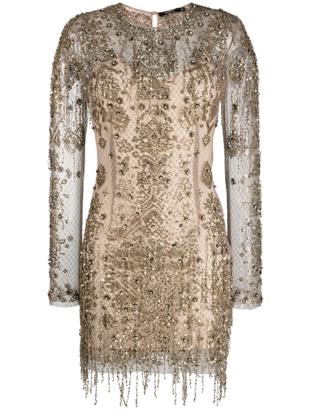 Amen Sequin-embellished Layered Minidress In Gold