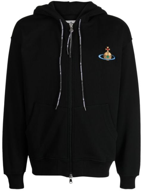 Vivienne Westwood Rugged Orb-embroidered zipped hoodie