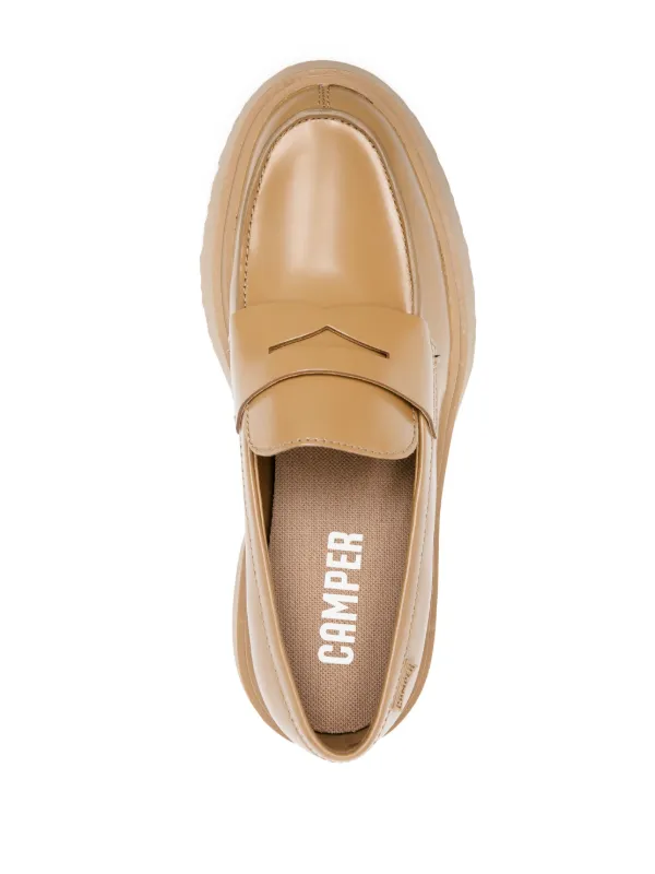 Camper Tan Leather Loafer Womens Camper Walden Ridged-sole Leather