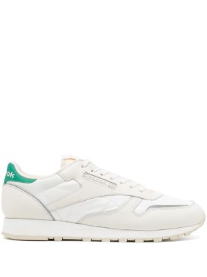 White and green reebok classics sale