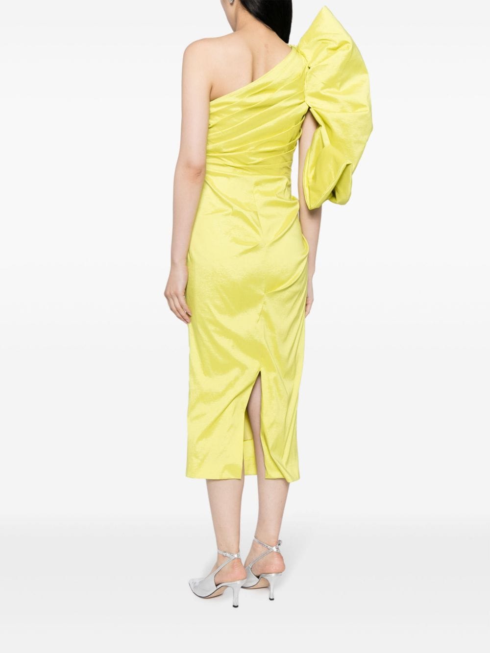 Shop Rachel Gilbert Alessandra One-shoulder Midi Dress In Yellow