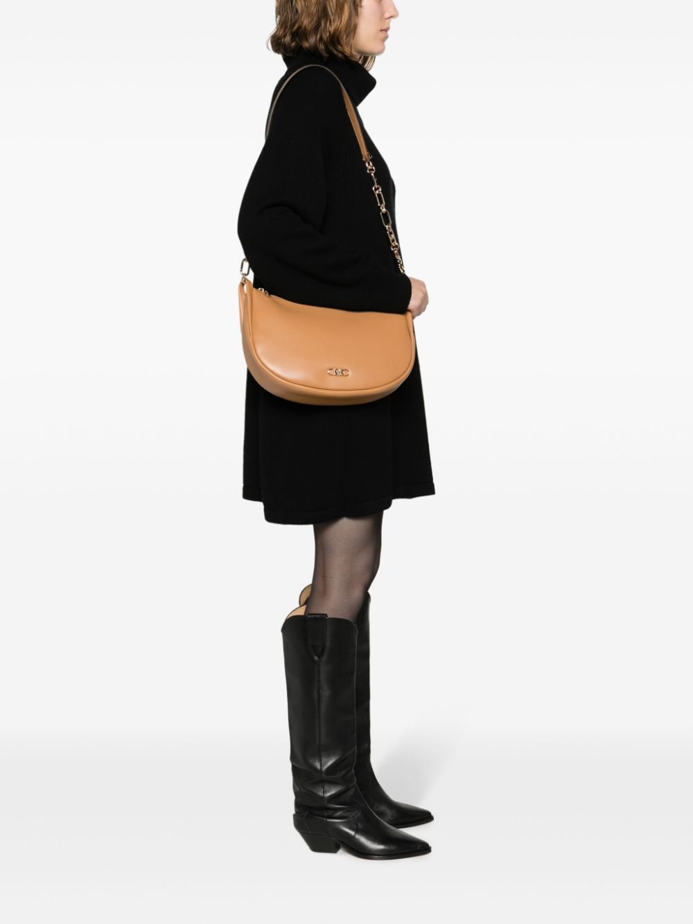 Shop Michael Michael Kors Kendall Leather Shoulder Bag In Brown