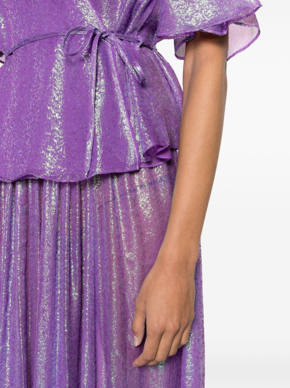 Shop Forte Forte Semi-sheer Iridescent-effect Maxi Skirt In Purple