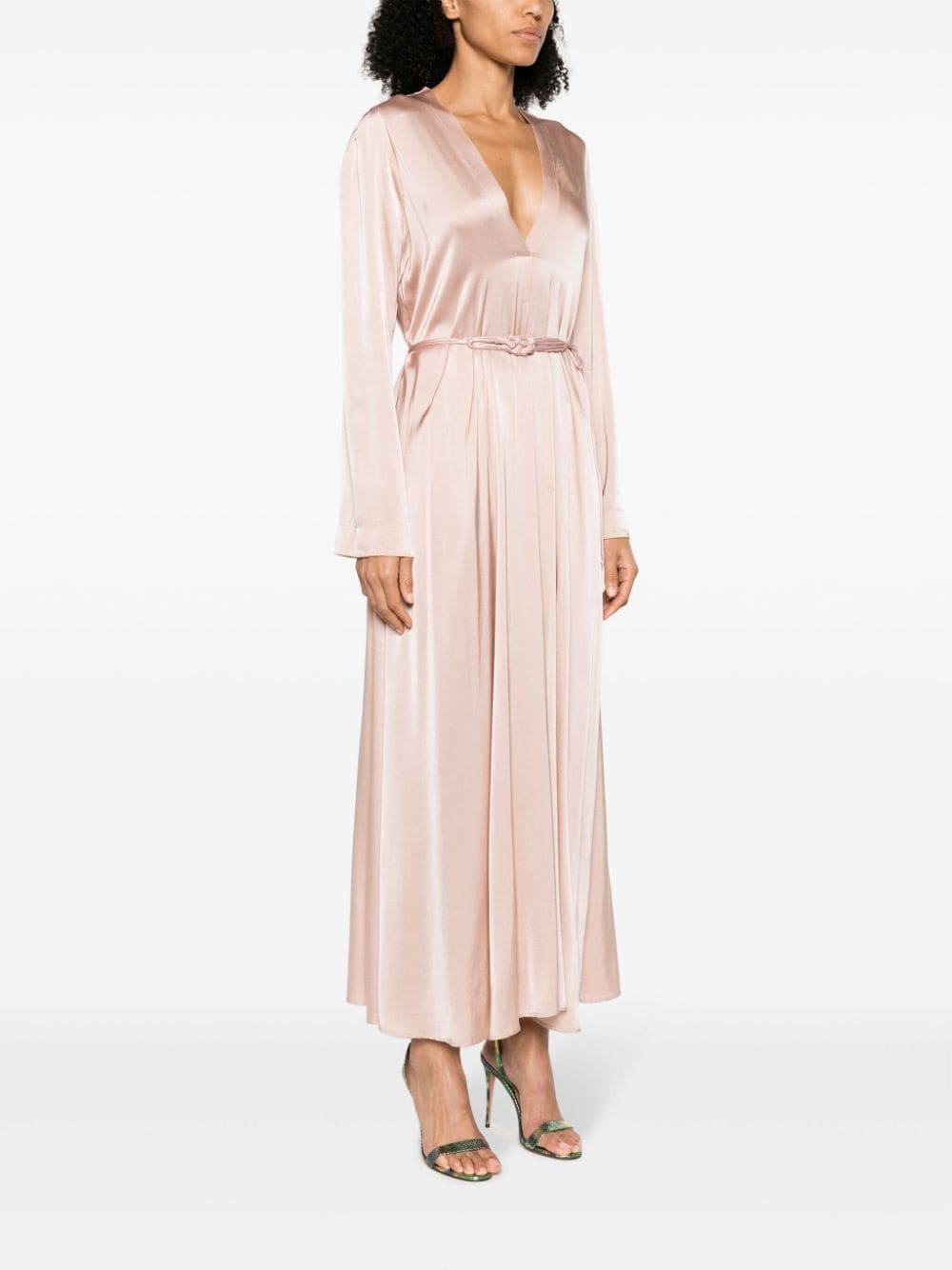 Shop Forte Forte V-neck Stretch-silk Tunic Dress In Pink