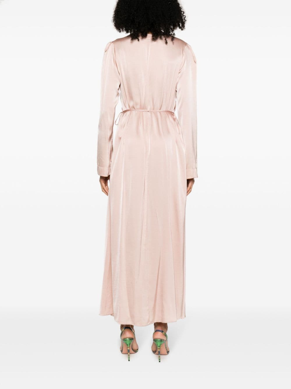 Shop Forte Forte V-neck Stretch-silk Tunic Dress In Pink