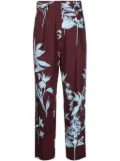 Forte Forte floral-pattern cotton straight-leg trousers - Brown