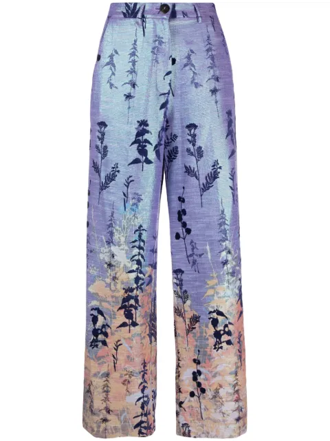 Forte Forte leaf-print wide-leg trousers