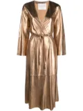 Forte Forte metallic-leather wrap midi dress - Brown