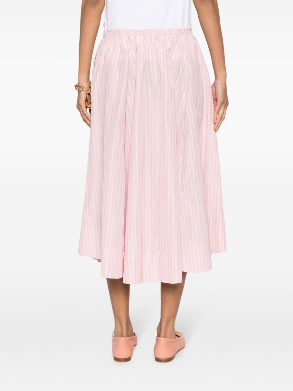 Shop Forte Forte Horizontal-stripe Cady Flared Skirt In Pink