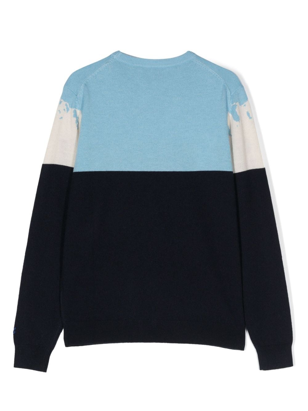 MC2 Saint Barth Kids logo-embroidered intarsia-knit jumper - Blauw