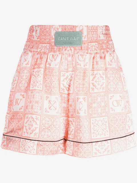 Off-White shorts con tiro alto y aplique del logo