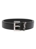 Saint Laurent YSL logo-plaque leather belt - Black