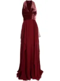 Elie Saab V-neck velvet silk gown - Red