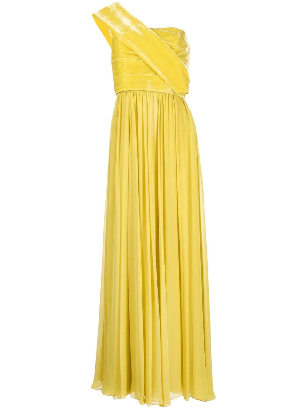 Elie Saab One-shoulder Silk Gown In Yellow