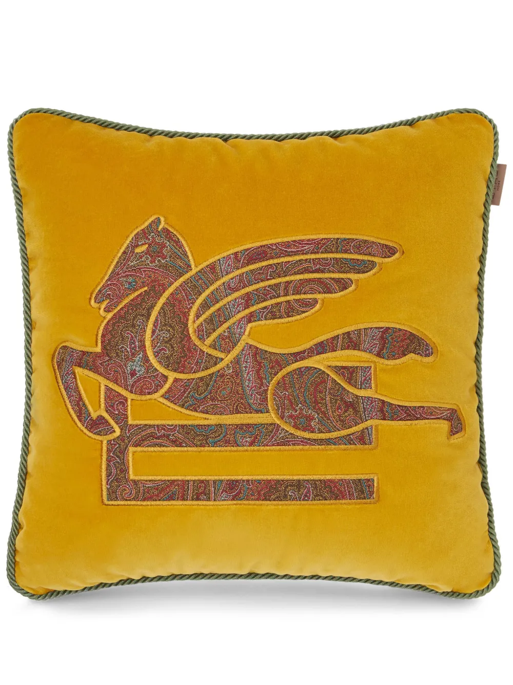 Etro Pegaso-embroidered Paisley-jacquard Cushion In Yellow