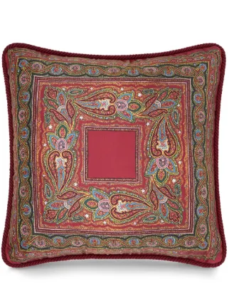 ETRO HOME paisley print Silk Cushion Red FARFETCH