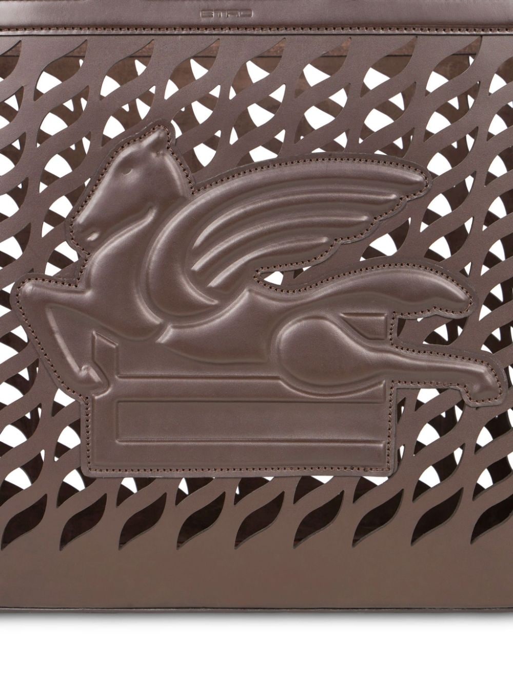 Shop Etro Pegaso-motif Leather Blanket Holder In Braun