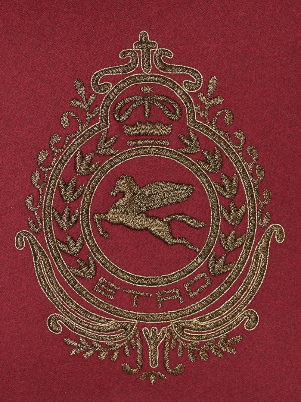 Etro Home Pegaso-embroidered Wool-blend Cushion In Red