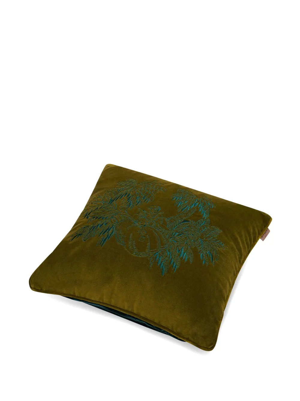 Etro Home Amanti-embroidered Velvet Cushion In Green