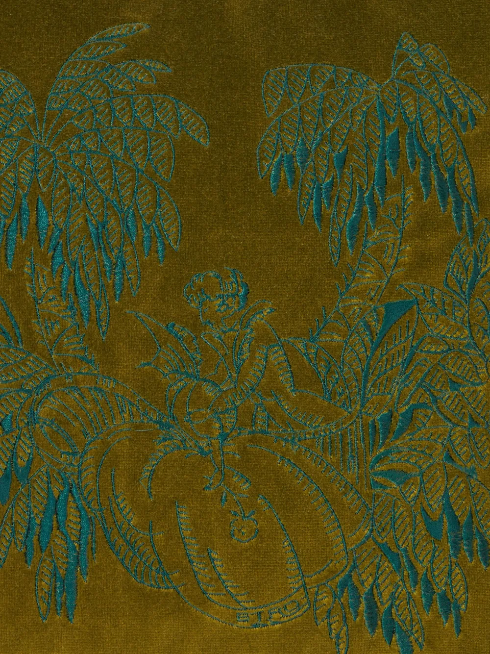 Etro Home Amanti-embroidered Velvet Cushion In Green