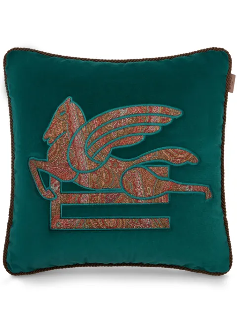 ETRO HOME Pegaso-embroidered velvet cushion