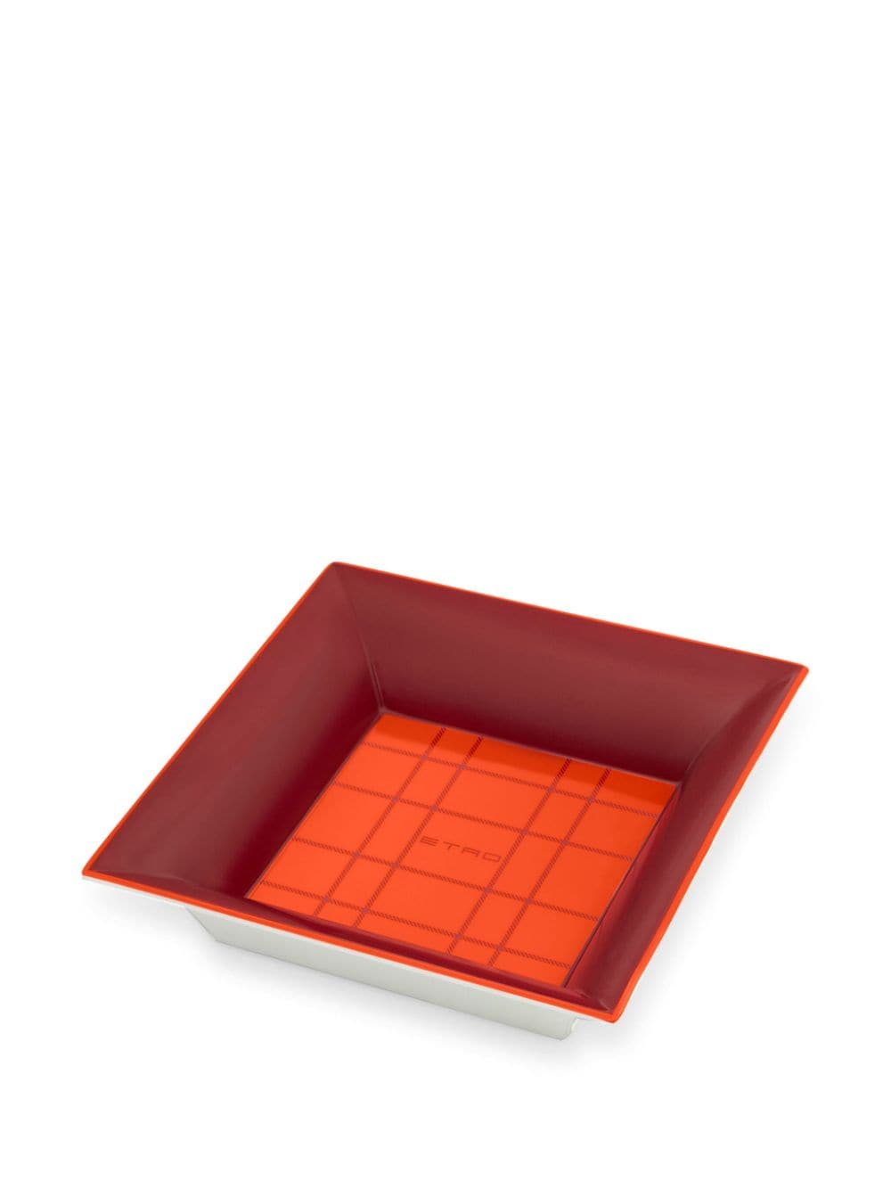 Shop Etro Tartan-check Porcelain Tray In Red