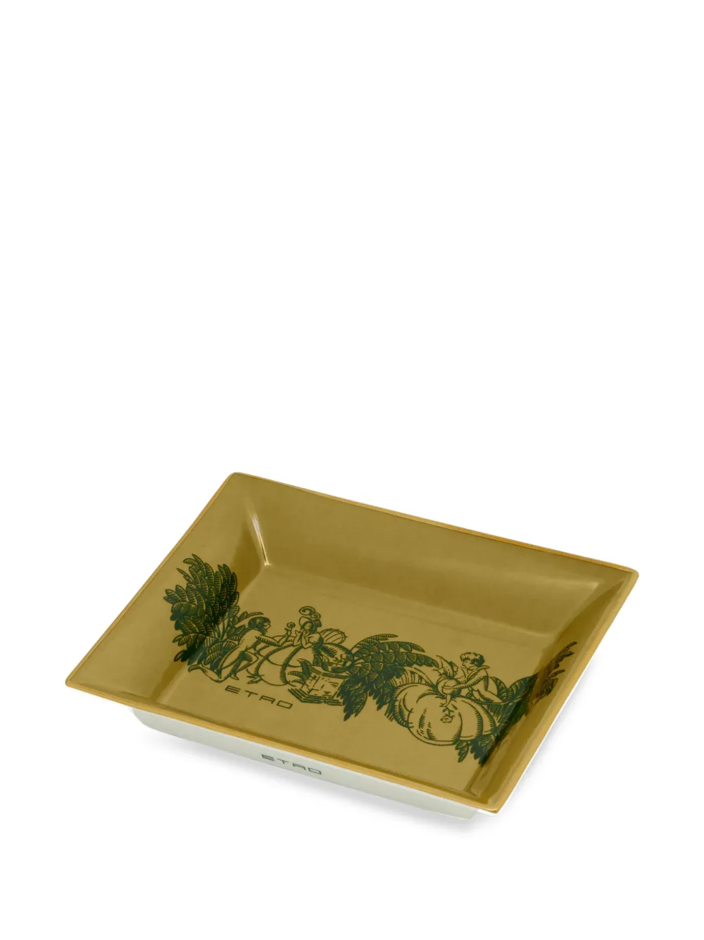 Etro Home Amanti-motif Porcelain Tray In Yellow