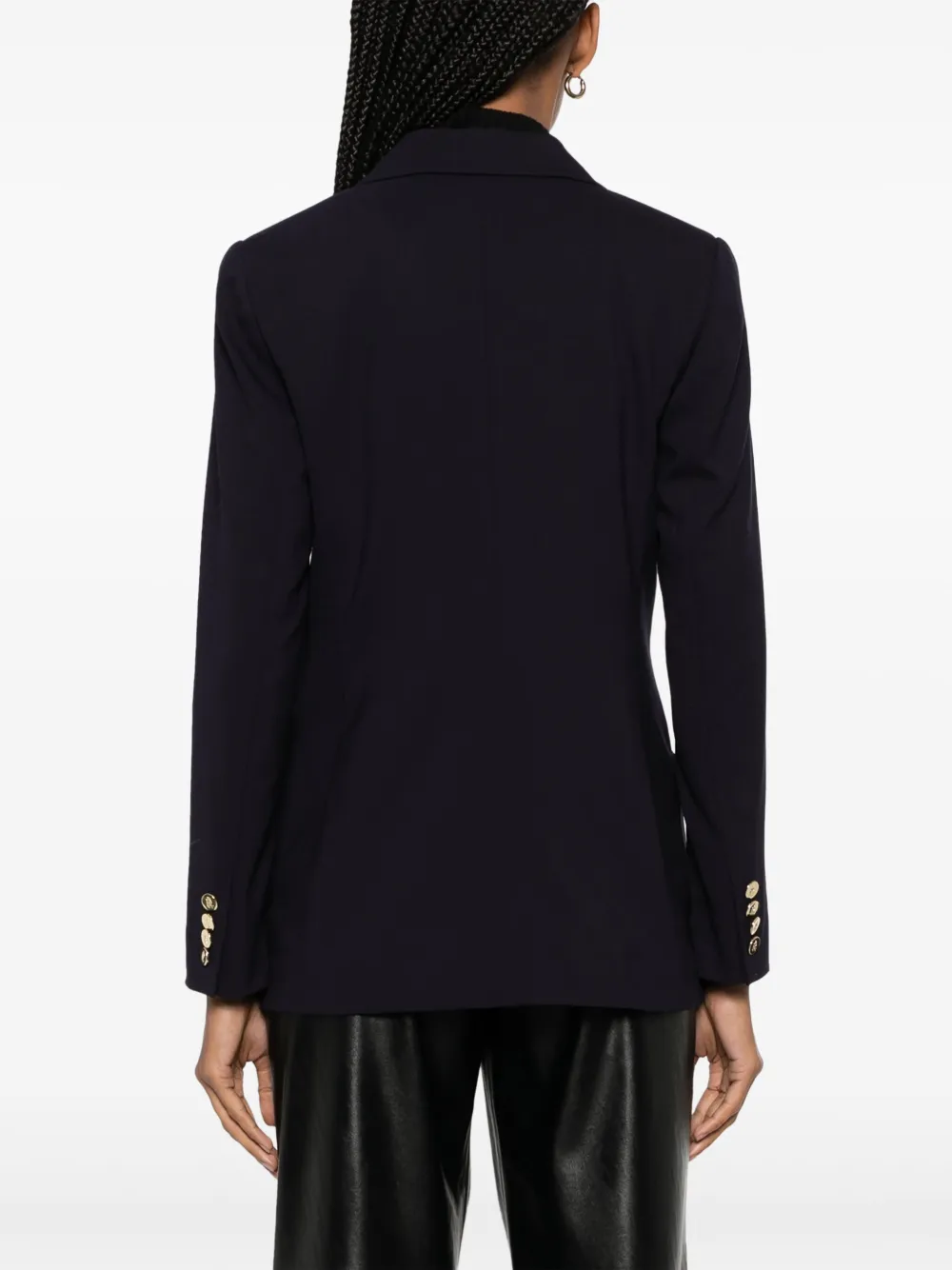 Ralph Lauren Double-breasted Wool Crepe Blazer In Blue