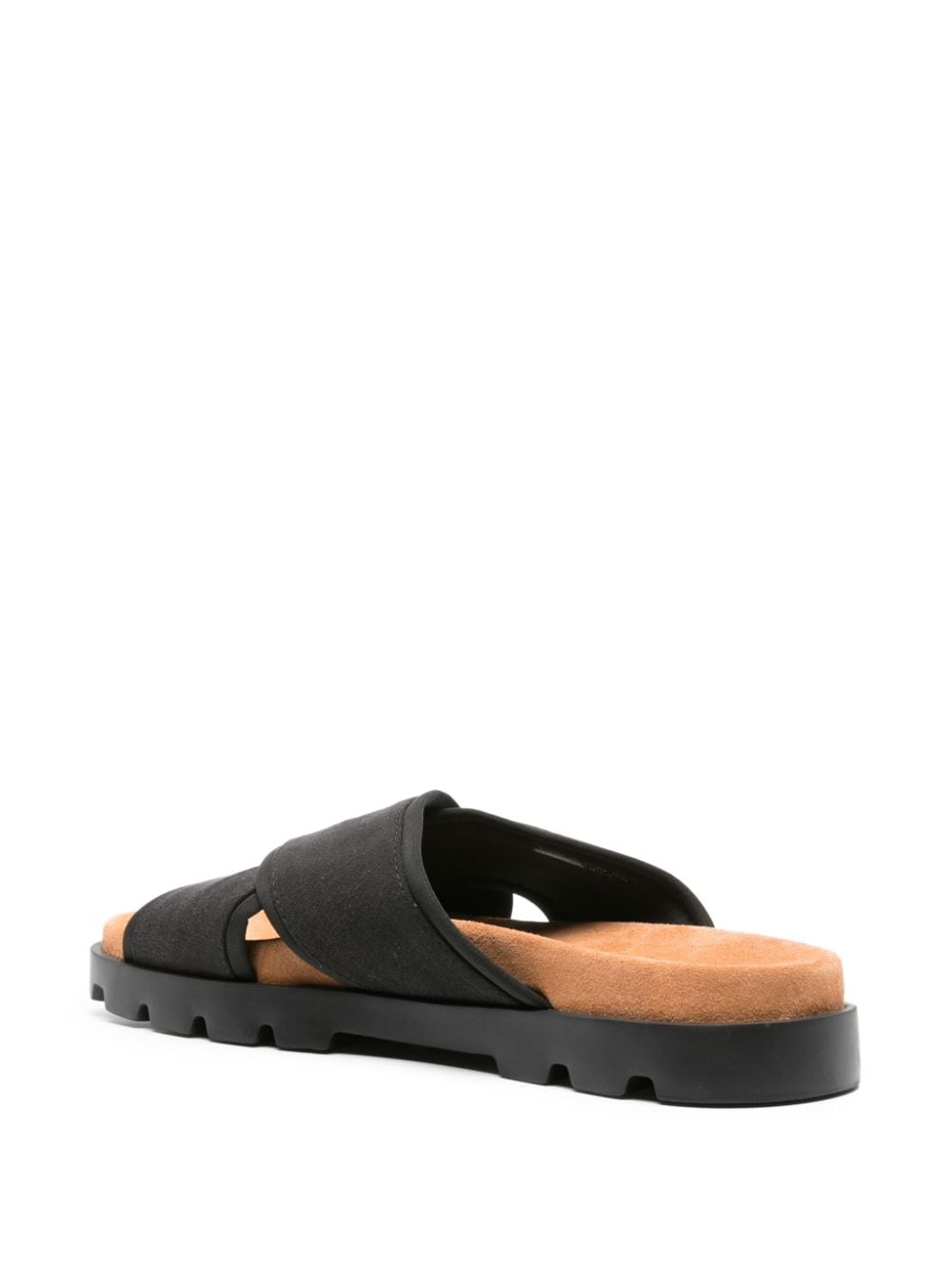 Shop Camper Brutus Cross-strap Suede Slides In Black