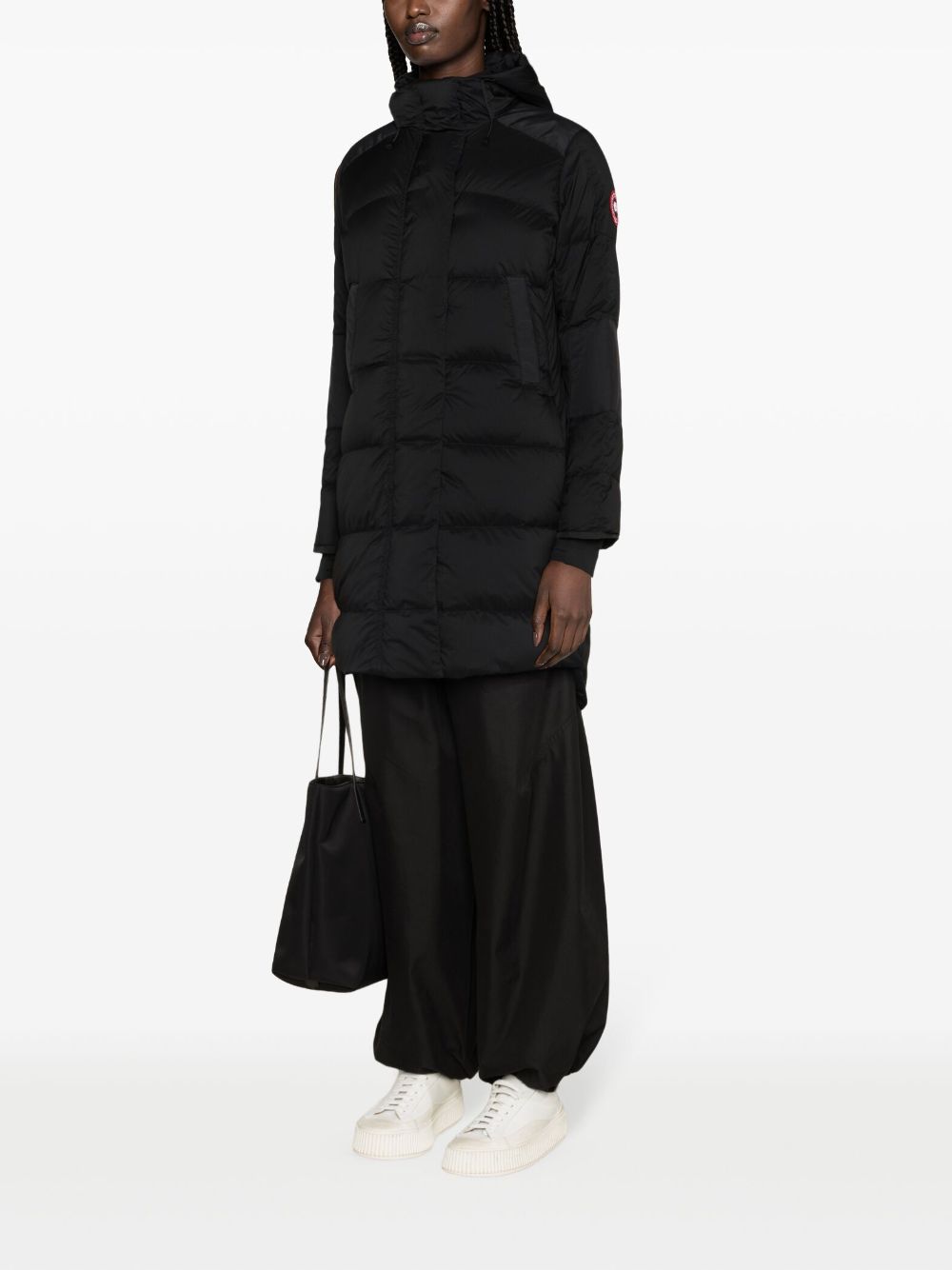 Shop Canada Goose Alliston Quilted Hooded Coat In Black
