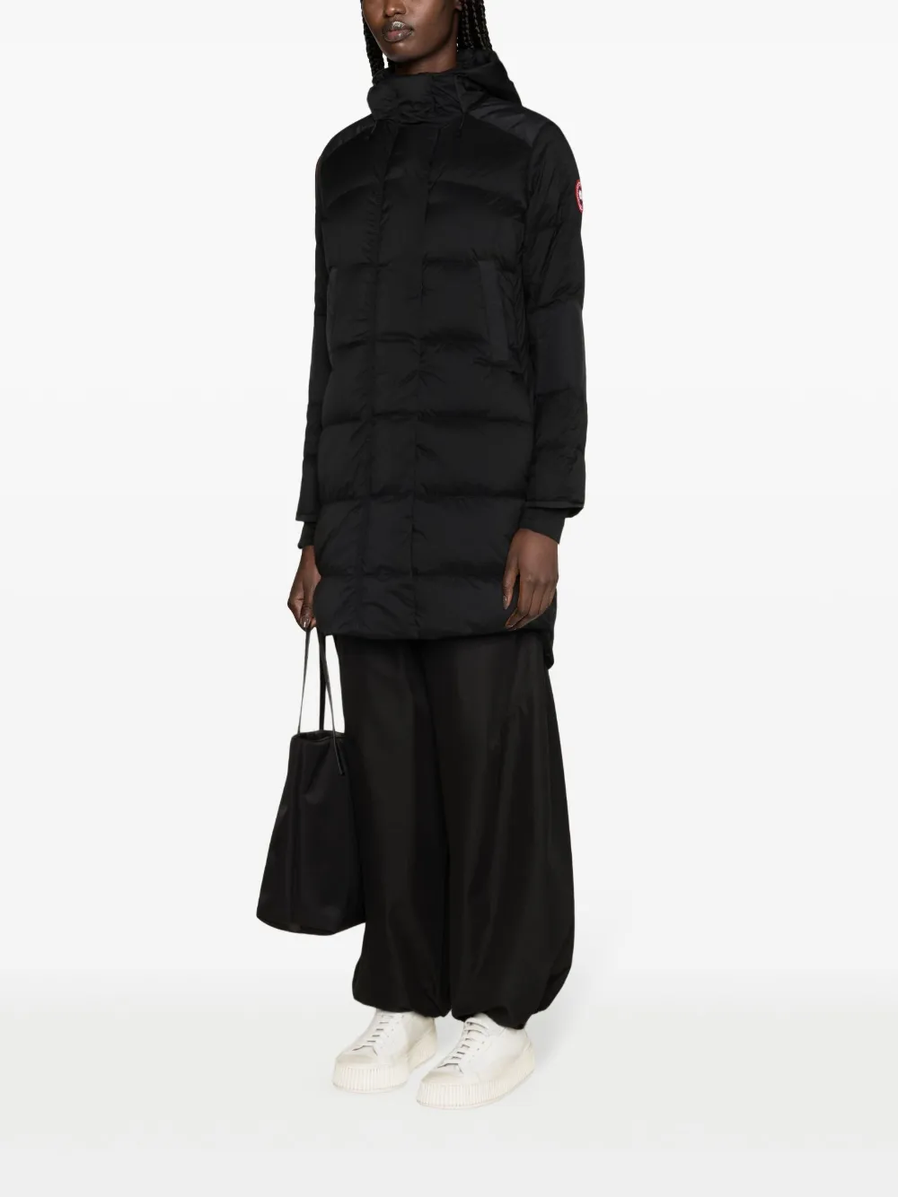 Canada Goose Alliston Padded Midi Coat In Black